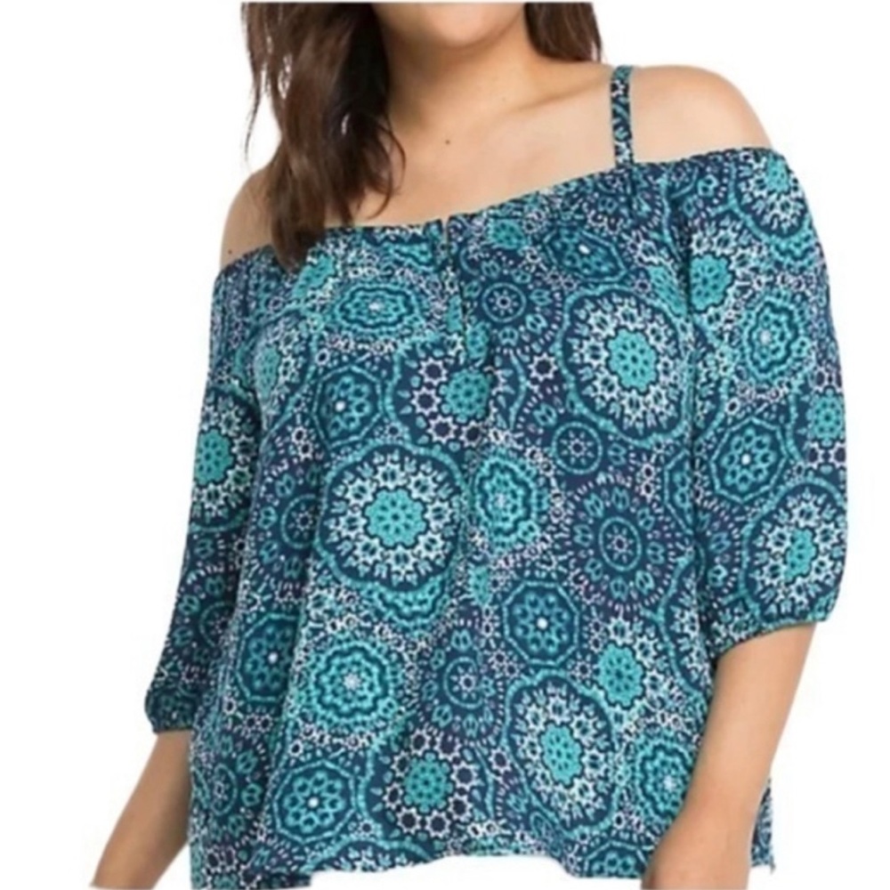 Torrid Blue & Turquoise Cold Shoulder top